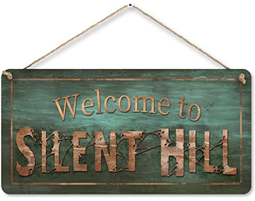 flinelife Welcome to Silent Hill Sign, 12 x 6, Horror Movie Sign, Wreath Sign for Indoor Outdoor Use
