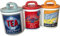 DEENZ Retro Multi Colour Unique Classic 50's/60's Style 3-Pieces Ceramic Canisters Sets for the Kitchen Counter, Jars Food Storage for Tea Sugar Coffee Set