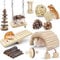 ERKOON Hamster Chew Toys, Hamster Toy Syrian Boredom Breakers Natural Wooden Teeth Care Small Animal Molar Toys, Dumbbell Bridge Swing Seesaw for Small Pet Hamster Rabbits, Gerbils, Guinea Pig