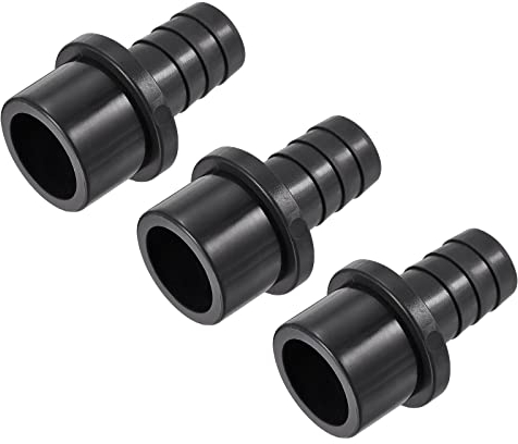 sourcing map Lot de 3 raccords de tuyau en PVC cannelé 16 mm x 25 mm OD robinet droit adaptateur de tuyau raccord rapide, noir
