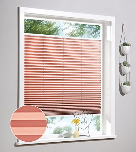 Deco Home | Plissee nach Maß, Personalisierbare Plissees mit & ohne Bohren, Sichtschutz Fenster, Faltrollos | Rot