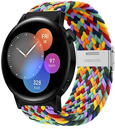 Niboow 20mm Tressée Bracelet pour Huawei Watch GT 3 Pro 43mm/GT 3 42mm/GT 2 42mm/Watch 2/Watch 2 Pro/Honor Magic Watch 2 42mm, Ajustable Nylon Bracelet pour Huawei Watch 2 Sport - Iridescent