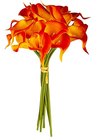 Katomi 10 stems of real touch artificial calla lilies ¡ (Sunset Red)