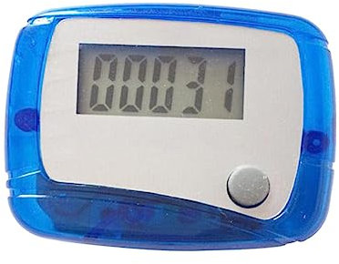 kowaku Schrittzähler, Schrittzähler, multifunktional, praktisch, mit Gürtelclip, elektronischer Schrittzähler für Fitness, Wandern, Wandern, Damen, Herren, transparent blau