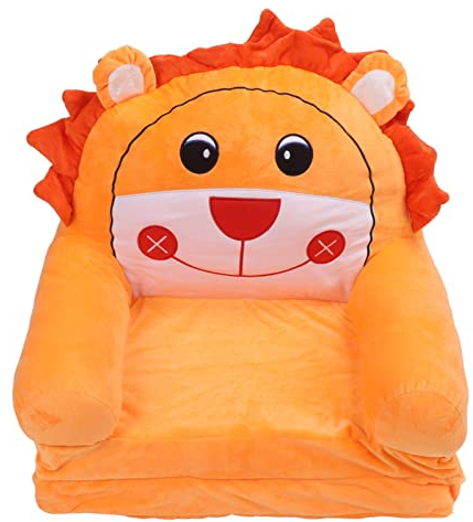 Orangefarbener Löwe, Faltbar, für Kinder, Cartoon-Motiv, Niedliches Tier, Kleinkind-Couch, Bett, Rückenlehne, Sessel, Mini-Sofa für Kleinkinder, Jungen und Mädchen(2 Schichten)