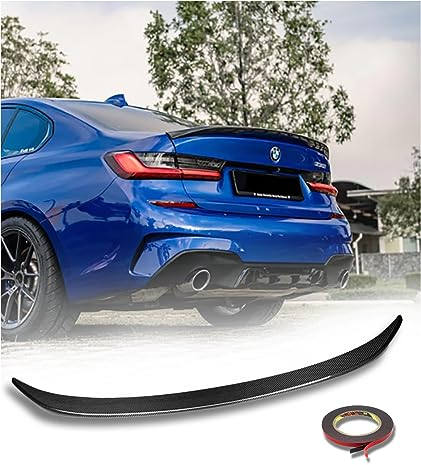 Generic BMW G20 Performance Heckspoiler im Carbon-Look für BMW 3er 2019–2023, Schwarz, ABS-Kunststoff, Selbstklebend (Peel-and-Stick)