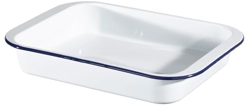 Hairy Bikers Enamelled Cookware, Medium Roaster, PFOA Free, Oven Safe, Dishwasher Safe, White
