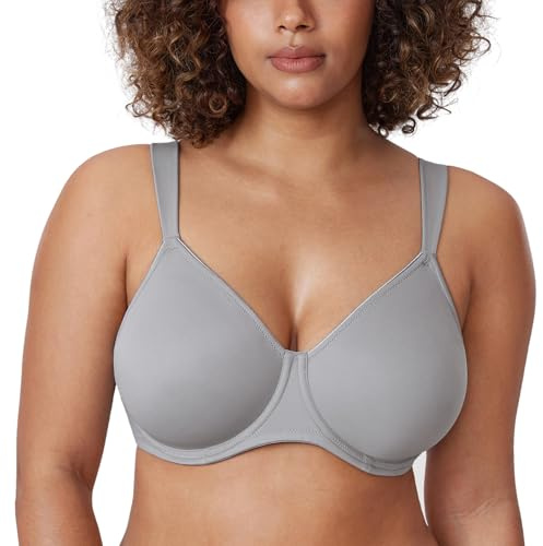 DELIMIRA Damen T-Shirt Minimizer BH mit Bügel Große Größen Ohne Gepolstert Quantengrau 90F