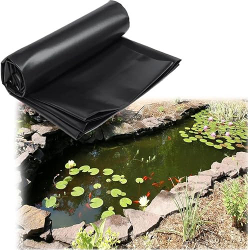 MISKYN Teichfolie,Gartenteich Teichplane,Große Fischteichfolie,Schwarze Folie Garten,Teichfolie 3X3m,Baufolie Extra Stark,Für Fischteiche,Brunnen,Wassergarten Und Wasserfall,5 * 8m