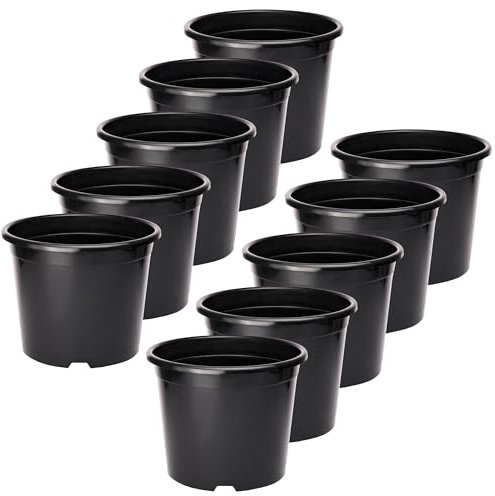 Garronda Pots Horticulture Ronds Pots pour Culture de Plants de Plantes et Fleurs GD-0025 (10 Pièces Noir, ⌀ 35 cm H 29 cm)