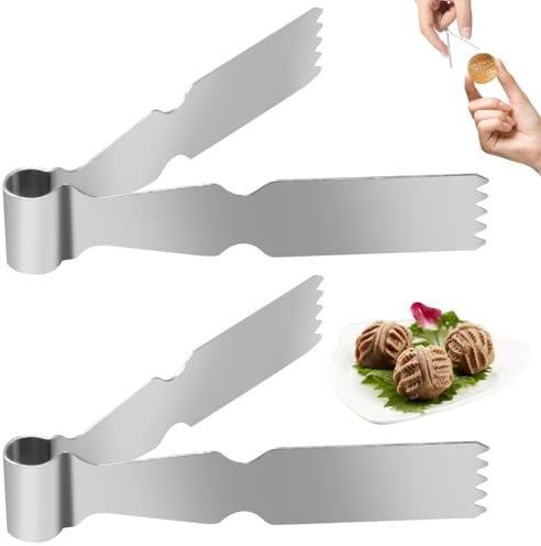 2Pcs Maamoul Tweezers Tongs, Maggash Manqat Pastry Tools Cookie Maker Dough Scraper Press, Stainless Steel Pastry Tongs Baking Crimper Tool for Decorating and Sealing Cookies, Shakarbura, Pie Crusts