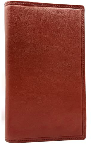 Charmoni - Etui Porte chéquier Talon en Haut - Protection Anti RFID - 2 Volets - 4 emplacements Carte crédit en Cuir Vachette (Cuir Collet Vache, Marron)