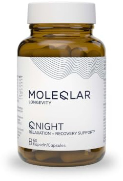 MoleQlar QNIGHT - Relaxation & Recovery Support - 60 Kapseln - Mit Ashwagandha (KSM66), melatoninhaltigem Sauerkirschextrakt und Magnesiumbisglycinat - innovative Formulierung
