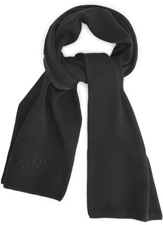DKNY Damen Debossed Solid Scarf with Logo Modischer Schal, Schwarz, Einheitsgröße