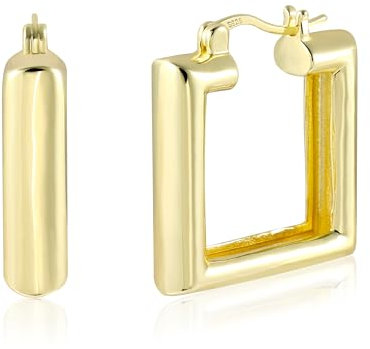 ALEXCRAFT Ohrringe Gold Creolen Eckig 14K Square Gold Hoop Earrings Goldene Ohrringe Damen für Frauen Freundin Mama