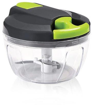Mini Manual Vegetable Chopper - Multifunctional Pull String Food Processor Food Slicer - Portable Garlic Mincer Onion Cutter with 3 Stainless Steel Blades 520ml