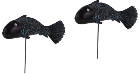 OFFSCH 2stücke Rustikale Gartenfisch-dekofigur Aus Robustem Harz Lebensechte -Fisch-skulptur Für Garten Rasen Teich Und Außenbereich Wetterfest Langlebig Und Stabil Für Kreative