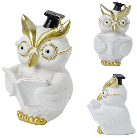 Eule Deko | Buchstützen Eule | Schlafzimmer Eule | Eule Kunstskulpturen für Regale, Schlafzimmer, Wohnzimmer und TV-Möbel, Tierdekoration perfekt für