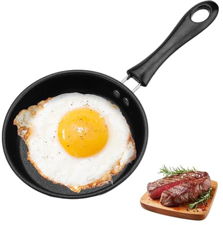 Sarten Pequeña 12 cm, Mini Sartenes con Mango, Sartén Antiadherente Pequeña Portátil, Fácil de Limpiar Sarten Pequeña Huevo Frito Mini Sartén Huevo para Encimera de Gas, Inducción, Camping, Cocina