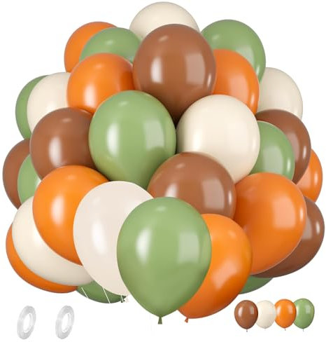 12 Zoll Grün Orange Braun Luftballons, Luftballons Boho Bunt, Herbst Luftballons, für Herbstdeko Thanksgiving Wald-Thema Party Kinder Geburtstag Babyparty Dekoration
