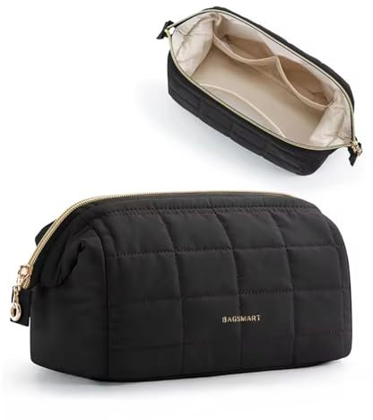 LJCZKA Kosmetiktasche für Frauen Große Kapazitä,Weit Zu öffnende Tasche,Leichte Reise Tragbare Kosmetiktasche Kulturbeutel,für Frauen Mädchen Geschenk (Schwarz)