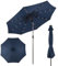 COSTWAY Parasol de Jardin Extérieur Ø 300 CM, Parasol Inclinable Lumineux Solaire avec 24 LED, Parasol Droit avec Manivelle et 8 Baleines Métalliques Robustes, pour Balcon Jardin Terrasse(Bleu Foncé)