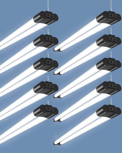 Bellanny LED Feuchtraumleuchte 115cm, T8 Werkstattlampe Leuchtstoffröhre, 40W 4400LM LED Deckenleuchte Werkstatt Röhre Licht, 6500K Kaltweiß Verknüpfbar Kellerlampe für Garage Warenhaus Büros, 10 St