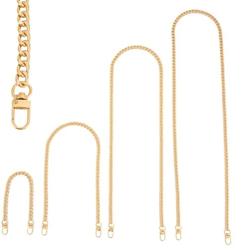 CIMOYBAI Taschenkette, 4 Stück Tasche Kette, Metall Kette Trageriemen Gold, taschengurt, 40/60/100/120cm Flacher Kettenriemen, für Handtasche Geldbörse Clutch - Gold