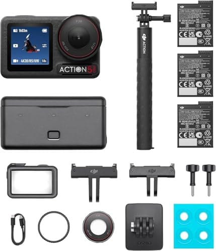 DJI Osmo Action 5 Pro Adventure Combo, 4K Action Camera 1/1.3 Sensor, Stabilization Vlogging Camera, Dual OLED Touchscreens, Waterproof Camera for Travel, 12h Extended Battery Life With 3 Batteries