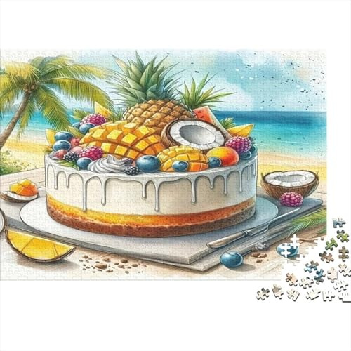Tropical Fruit Cake 1000 Piece Jigsaw Puzzle Paper for Adults Island Holiday Scene Focus Relaxation Home Decoration 70x50cm/1000pcs