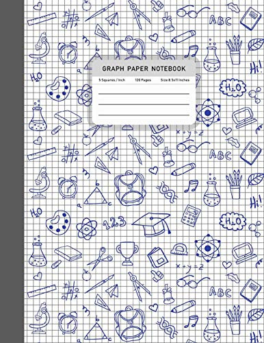 Graph Paper Notebook: Composition Notebook Squared Graphing Paper 5 Squares per Inch Square Grid Student Teacher Education School College Studying Supplies 8.5x11 inches 120 pages: Volume 2