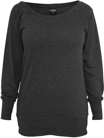 Urban Classics Damen Sweatshirt Ladies Wideneck Crewneck, Gr. 40 (Herstellergröße: L), Grau (Charcoal 91)