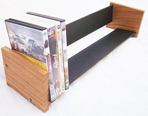 Oak Slate Design Long DVD Rack - Modern Contemporary Style