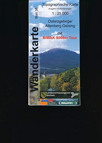 Topographische Sonderkarte Sachsen. Wanderkarte 1:25000, Bl. 38. Osterzgebirge /Altenberg, Geising, mit MDR BIWAK 8000 er Tour