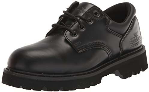 Thorogood Uniform Classics Steel Toe Oxford Work Shoes for Men and Women Featuring Polishable High-Shine Leather, Goodyear Storm Welt, and Non-Slip EVA Lug Outsole, Black - 12 XW