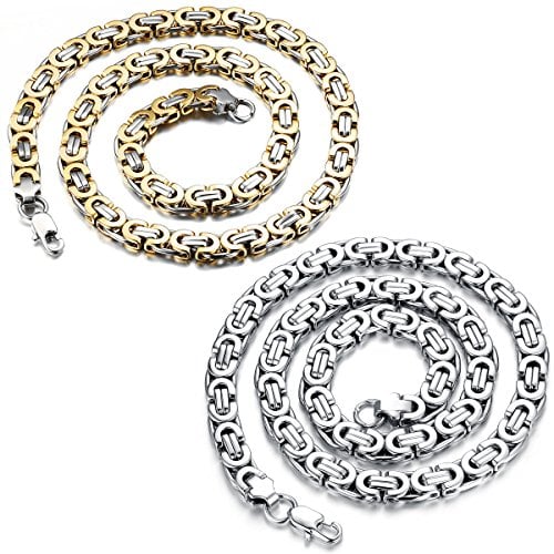 JewelryWe Königskette Halskette Herren Kette: 2pcs Edelstahl herrschsüchtige raue schwere Kette Biker Halskette Ohne Anhänger Breite 9mm Länge 57cm Punk Rock Hip Hop Schmuck Geschenk für Männer