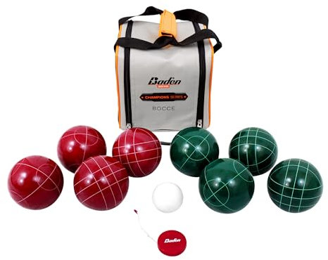 Baden Champions Boccia-Set mit Tragetasche und Maßband, 90 mm, Rot/Grün