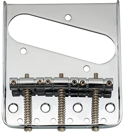 Musiclily Chevalet bordé Vintage avec 3 pontets ronds pour guitare de style Fender Telecaster Tele, Chrome