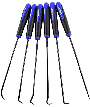 Long Reach Hook and Pick Set for O Rings Hoses Clips Seals 6pc 245mm