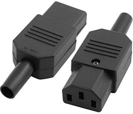 sourcing map 2pcs 10A AC 250V IEC Type Plug C13 Female Rewireable Inline Power Socket Connector Black