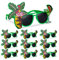 Relaxdays 10x Partybrille Hawaii, lustige Sonnenbrille mit Palme u. Cocktail, Gagbrille Flamingo, Spaßbrille Karneval, grün