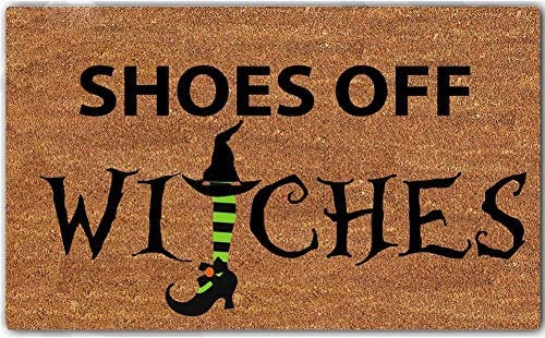 Eureya Doormat Entrance Floor Mat-Funny Doormat Shoes Off Witches Door Mat Welcome Mat Indoor Outdoor Decorative30 x18