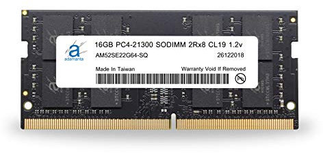 Adamanta 16 Go (1 x 16 Go) pour Ordinateur Portable mémoire Mise à Niveau DDR4 2666 MHz PC4–21300 SODIMM 2RX8 Cl19 1,2 V Ordinateur Portable RAM DRAM
