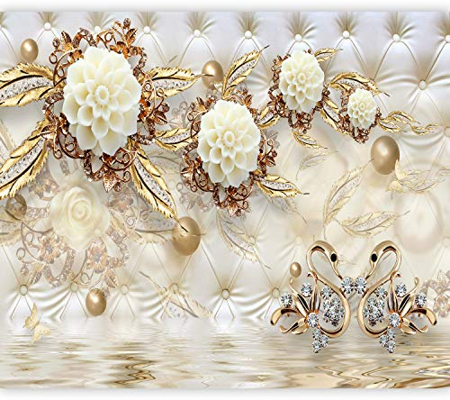 murando - Vlies Fototapete Lederoptik 350x256 cm - Foto Tapete Schlafzimmer Wohnzimmer Moderne Vliestapete XXL Wandtapete Motivtapeten 3d Effekt Wand Dekoration - Blumen Glamour b-B-0500-a-a