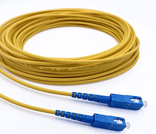 Elfcam® - Cavo in Fibra Ottica SC/UPC a SC/UPC Monomodale Simplex OS2 9/125µm, Giallo, 50 Metri