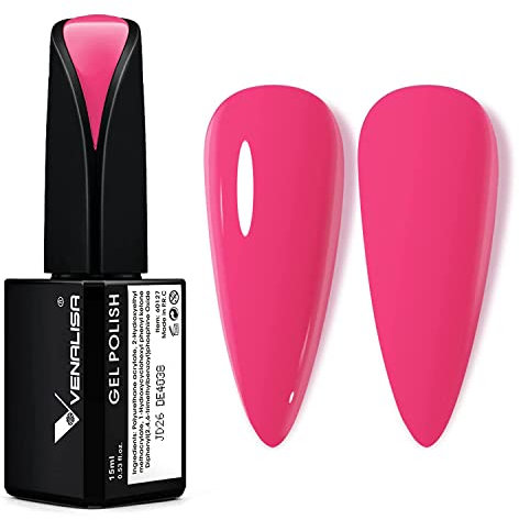 Venalisa Peach Pink Gel Nail Polish, 15 ml, Beginners, UV Lamp, Durable Manicure, Soak-Off, Shellac