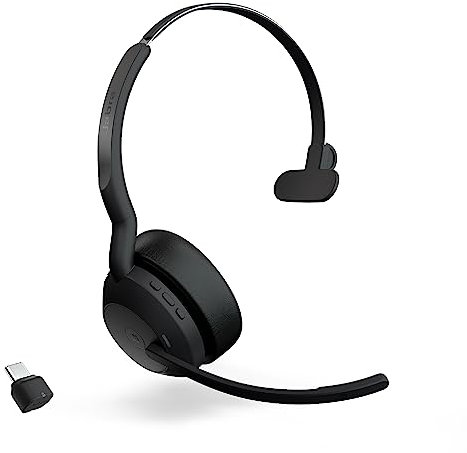 Jabra Evolve2 55 Mono Wireless Headset - Features AirComfort Technology, Noise-Cancelling Mics & Active Noise Cancellation - MS Teams Certified, Works with Other Platforms - Black