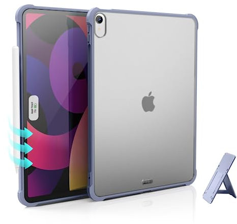 Koze Funda para iPad Air 11 Pulgadas M2 2024 iPad Air 6ª 5ª 4ª Generación, con Adhesivo Soporte iPad y Carga de Pencil 2, Carcasa Protectora Ligera Delgada, Trasera Dura Translúcida Mate, Gris Lavanda