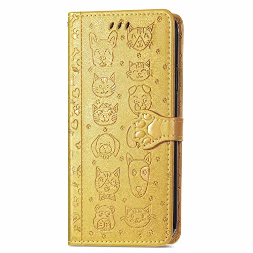Tivenfezk Nadoli Lustig Karton Prägung Katze Hund Muster Pu Leder Katze Pfote Magnetverschluss Lanyard Standfunktion Karte Halter Brieftasche für iPhone 15 Plus