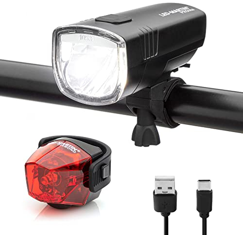 LED-MARTIN® Fahrradlicht Set PROLITE | DIAMOND | max. Helligkeit | LED Fahrradbeleuchtung USB Aufladbar Fahrradlampe, wasserdicht Fahrradlichter Vorne Rücklicht Fahrrad Fahrradleuchtenset Fahrradlampe